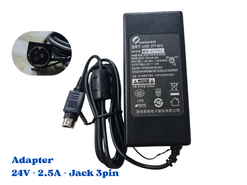 ADAPTER CCTV 24V 2.5A หัวเสียบแบบ 3พิน สายยาว 1เมตร