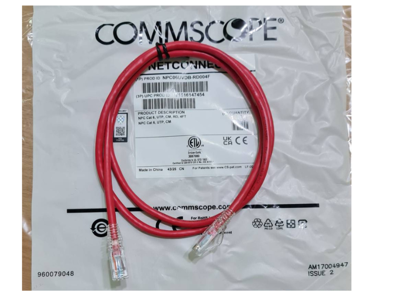 สาย LAN CommScope Cat6 1.0m Red รุ่น NPC06UVDB-RD004F