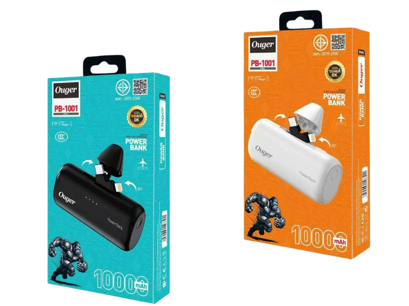 POWER BANK 10000mAh. มีสายชาร์จในตัวแบบ 2-in-1 (Type-C + Lightning)