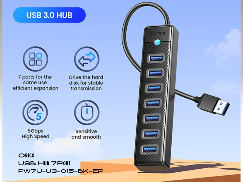 ORICO USB3.0 Hub 7 Ports Black Model. PW7U-U3-015-BK-EP