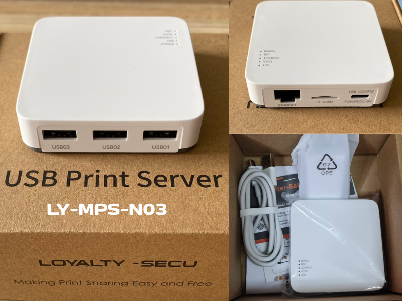 USB 3PORT TO NETWORK PRINTER SERVER รุ่น LY-MPS-N03