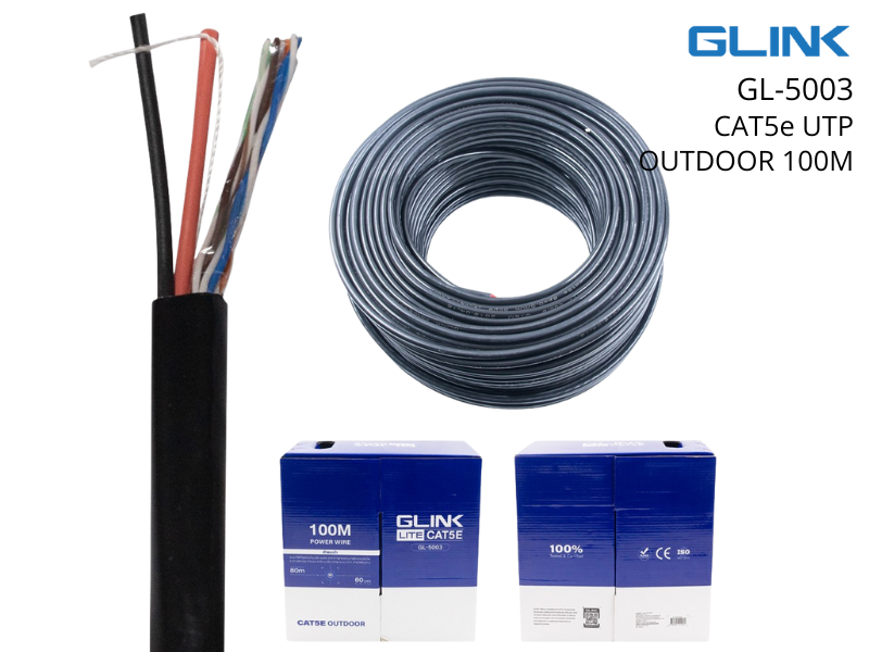 GLINL CAT5e UTP + Power Line สำหรับใช้งานภายนอกอาคาร (Outdoor) 100M
