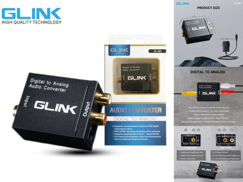 GLINKตัวแปลงสัญญาณเสียงดิจิตอลเป็นอนาล็อก Digital to Analog Audio Converter