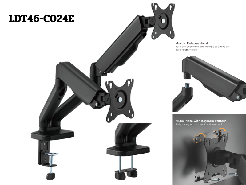 BRATECK Dual Monitor Arm แขนจับจอคู่ Mechanical Spring ขนาดจอ 17-32นิ้ว