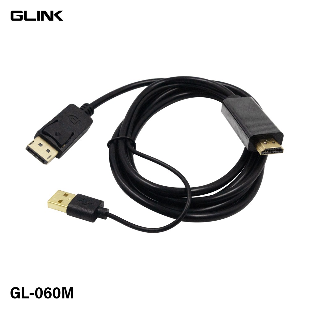 GLINK CABLE HDMI TO DISPLAY PORT 1.8M With USB Power 4K@60HZ.