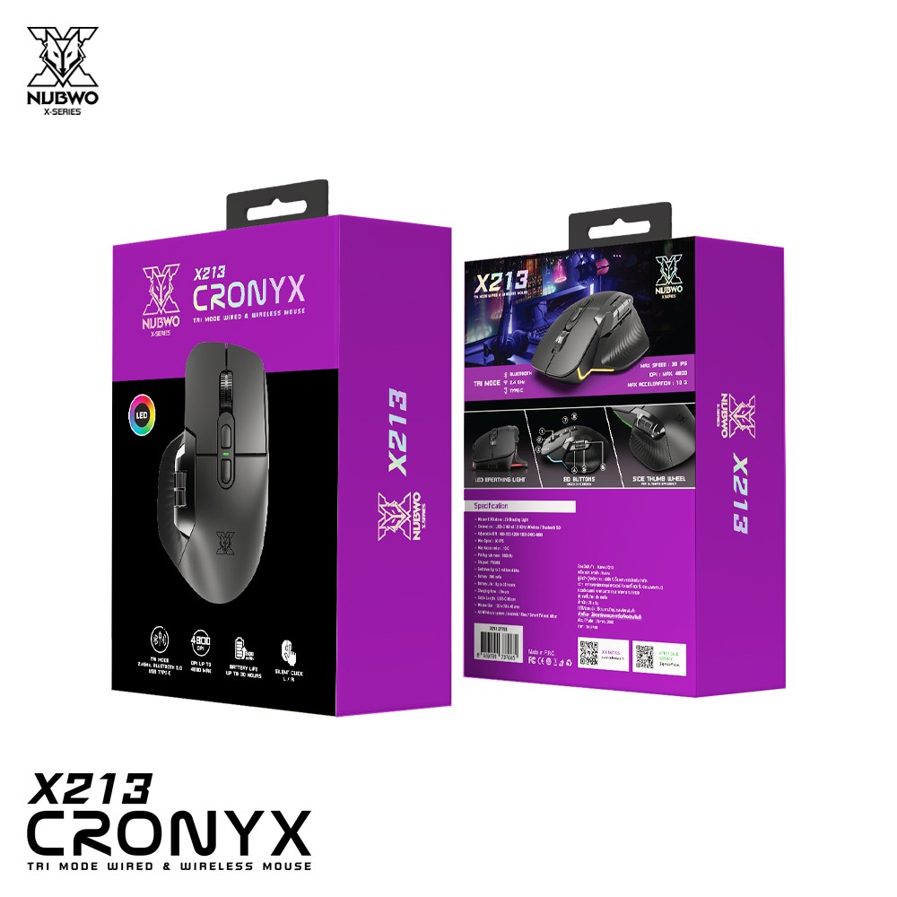 NUBWO X213 CRONYX Tri Mode Mouse เมาส์ไร้สาย เสียงเงียบ