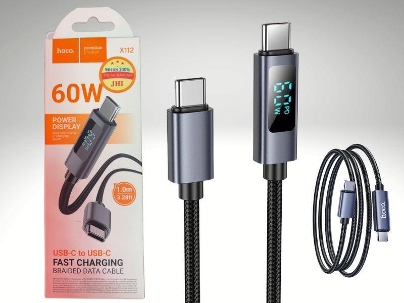 สายชาร์จ USB-C to USB-C รองรับการชาร์จเร็ว PD 60W (20V/3A) สำหรับโน้ตบุ๊ก,สมาร์ทโฟน