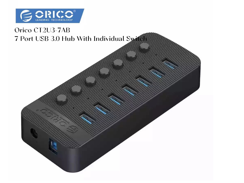 Orico CT2U3-7AB 7 Port USB 3.0 Hub With Individual Switch Black