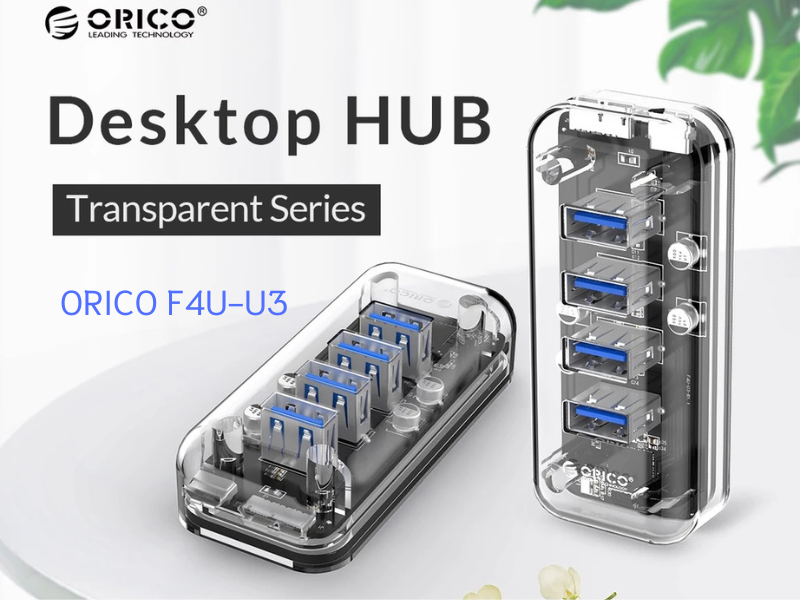 ORICO F4U-U3 4 ports USB3.0 Transparent HUB ฮับเพิ่มพอร์ตยูเอสบี3.0 4พอร์ต แบบใส