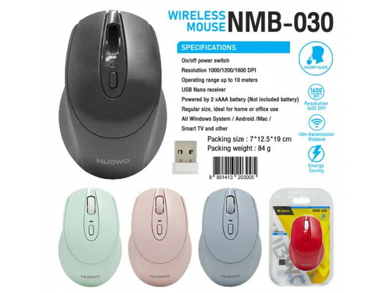 NUBWO WIRELESS MOUSE SILENT CLICK เม้าส์ไร้สายไร้เสียงคลิ๊ก เสียงคลิกเงียบ