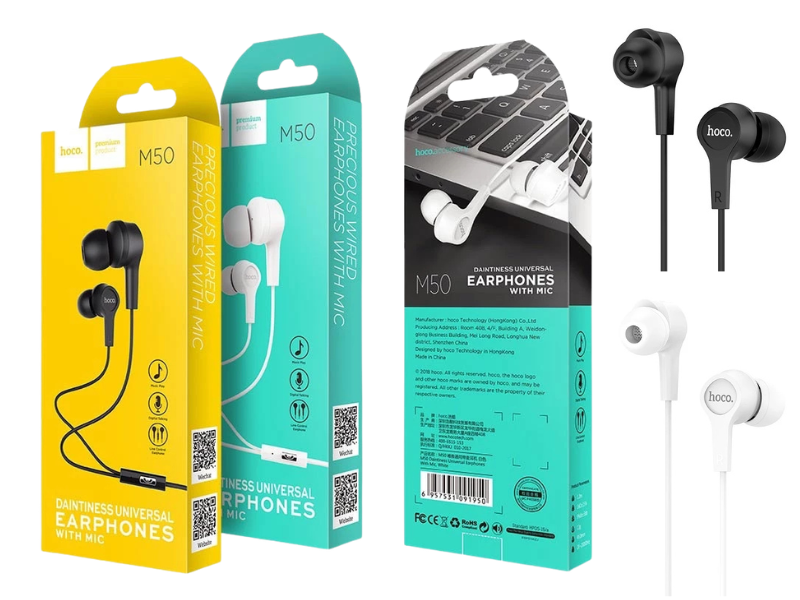 hoco หูฟัง รุ่น M50 หัวแบบ 3.5 สำหรับโทรศัพท์มือถือ หรือ เครื่องเล่นเพลง ต่างๆ