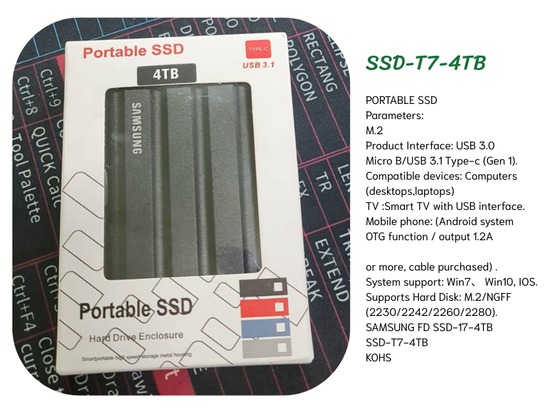 Samsung 4TB T7 Shield Portable SSD USB3.1 (Black)