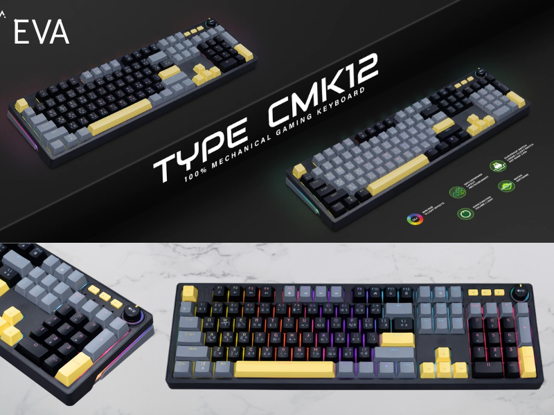 EGA TYPE CMK12 คีย์บอร์ดเกมมิ่งขนาด100% Hot-Swappable 3 Pin Mechanical Mini RGB