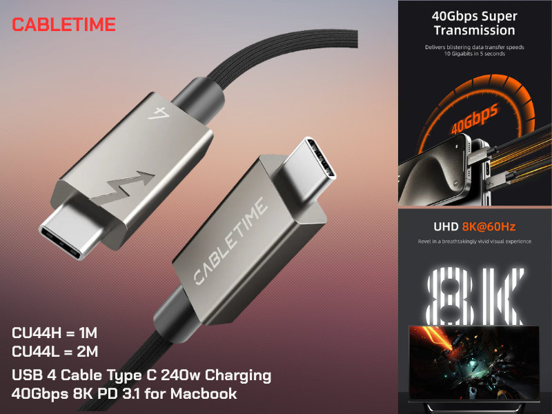 CABLETIME USB TYPE-C 8K@60Hz. 2.0M