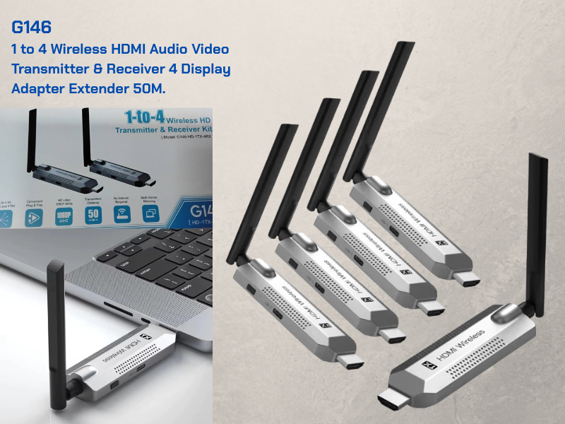 Wireless HDMI Audio Video Transmitter & Receiver 4 Display Adapter Extender 50M.