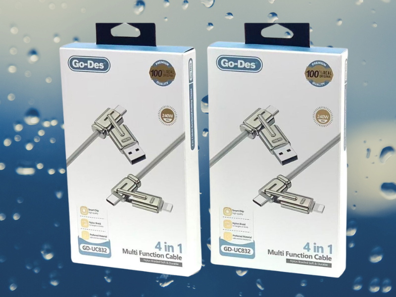 GO-DES สายชาร์จมือถือแบบ 4 IN 1 หัวชาร์จเปลี่ยนได้ 4แบบ สายยาว 1.2เมตร