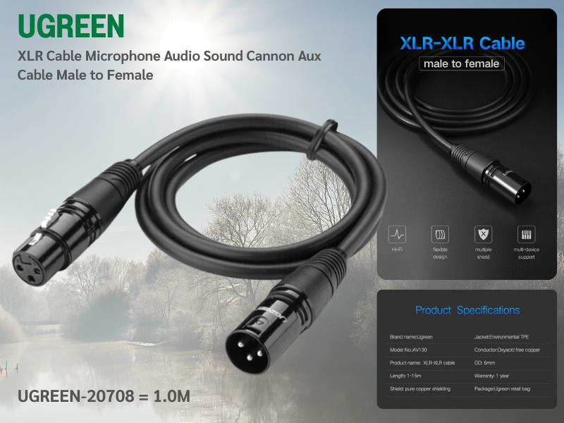 UGREEN CABLE XLR Model AV130 Mail TO Femail 5M สายต่อไมโครโฟน