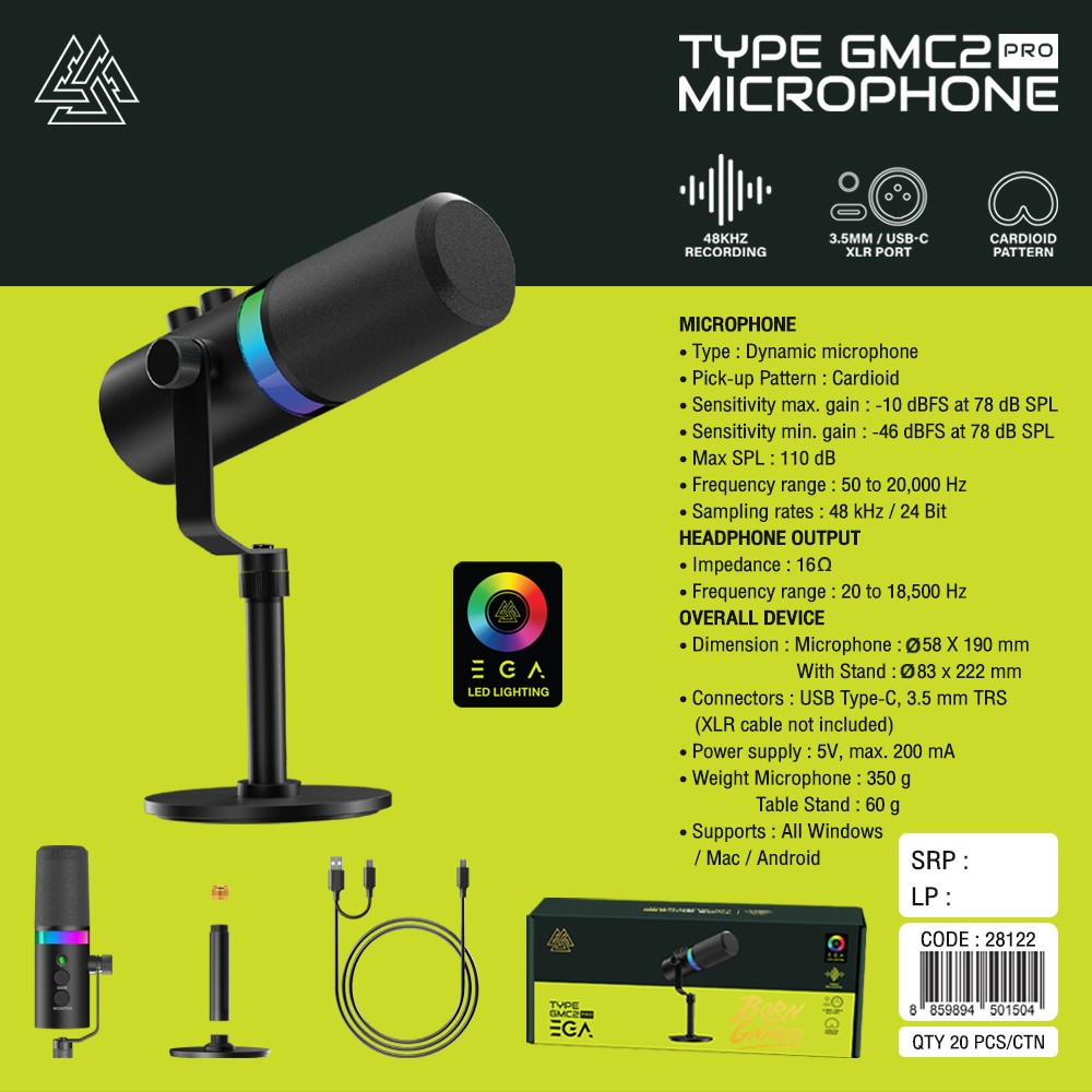 MICROPHONE LED LIGHTING 48KHZ RECORDING