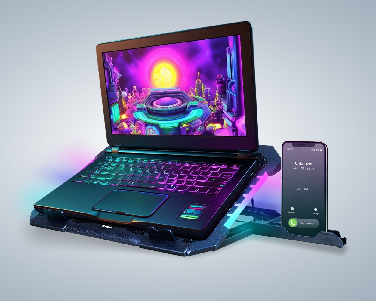 NUBWO Gaming Cooler Pad LED Lighting Laptop 12