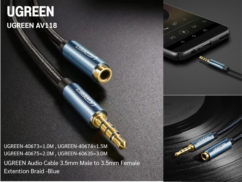 UGREEN สายต่อเพิ่มความยาว AUX 3.5mm Male to Female ยาว 1เมตร
