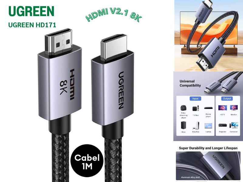 UGREEN HD171 HDMI CABLE V2.1 8K@60Hz. สายยาว 3.0เมตร