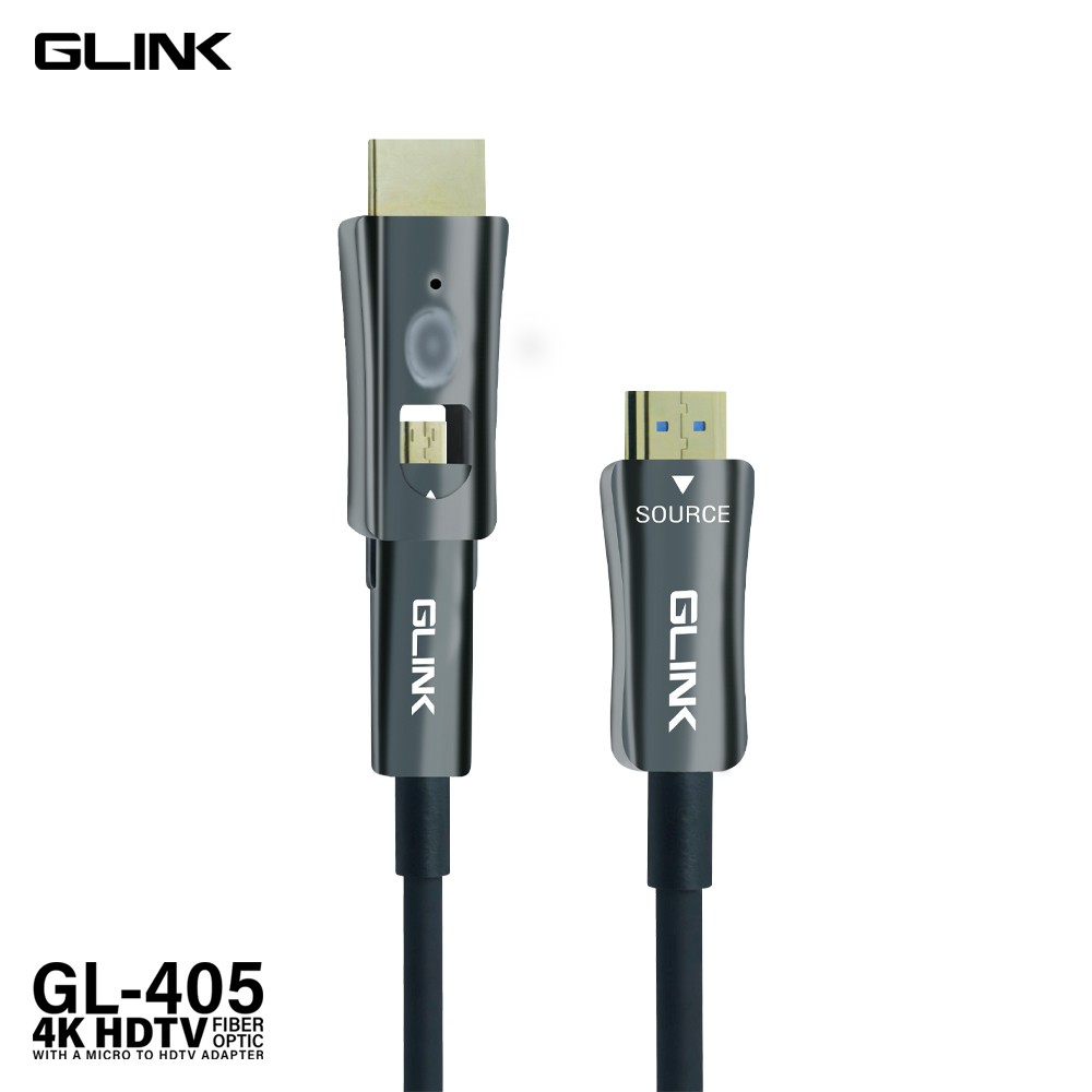 GLINK HDMI FIBER OPTIC 4K (18Gbps) หัวต่อถอดออกได้ เป็น Micro HDMI 20.0M