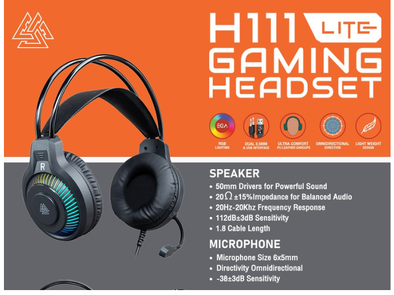 หูฟังเกมมิ่ง รุ่น H112 เสียงชัด ไฟRGB เท่สะดุดตา เชื่อมต่อทั้ง 3.5 มม. และ USB2.0