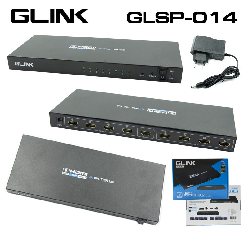 GLINK ตัวแยกสัญญาณ HDMI เข้า 1 ออก 8 รุ่น GLSP-014