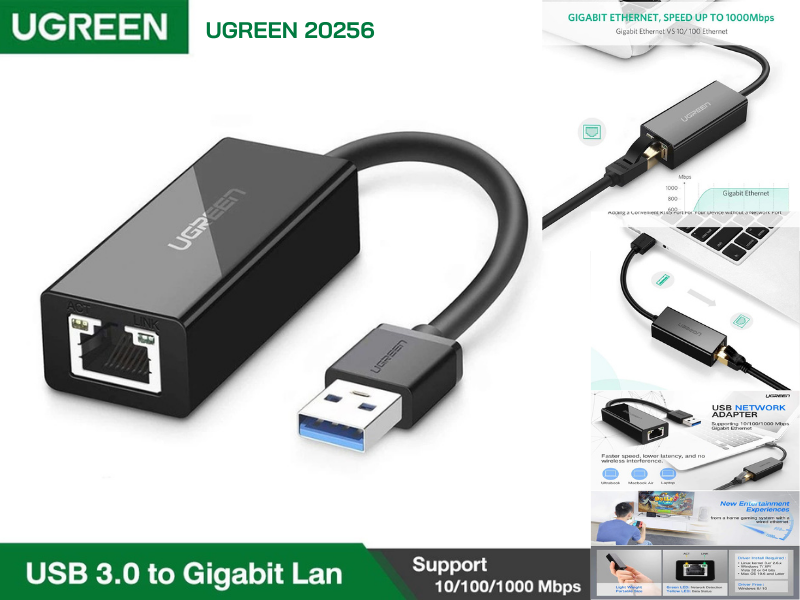 UGREEN USB3.0 to LAN Gigabit Network Adapter RJ45 ความเร็ว 1000Mbps