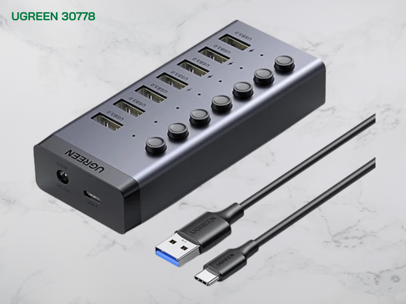 UGREEN รุ่น 30778 USB 3.0 Hub 7 Port พร้อมพอร์ตชาร์จอัจฉริยะ
