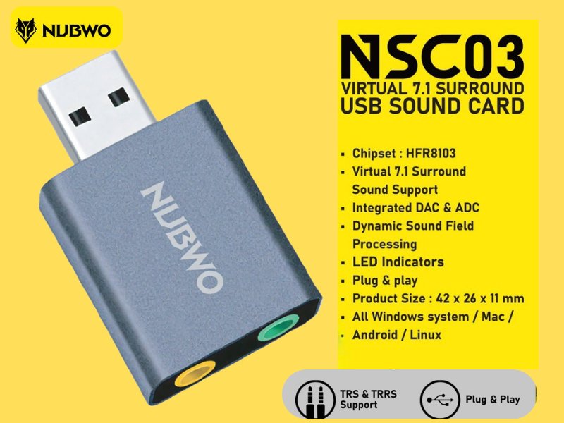 NUBWO NSC03 VIRTUAL 7.1 SURROUND USB SOUND CARD