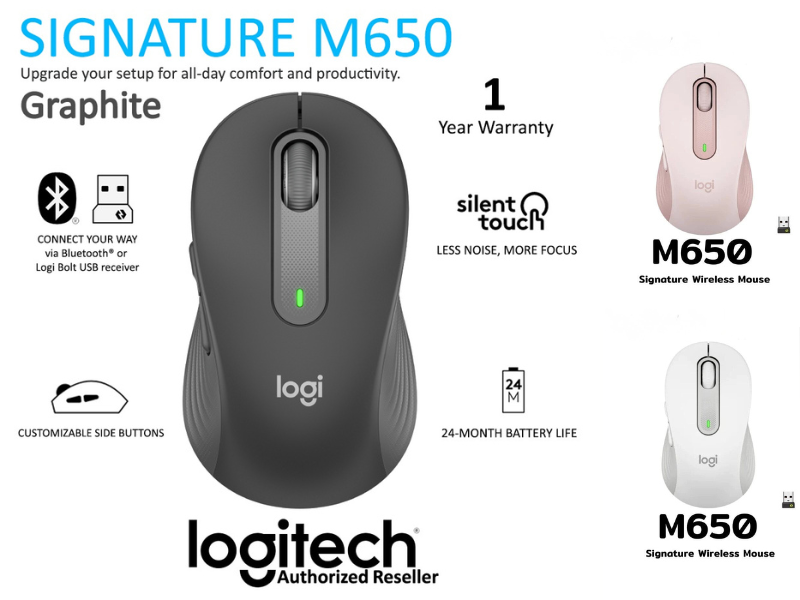 Logitech Wireless Mouse SmartWheel 2.4GHz + Bluetooth 5.1