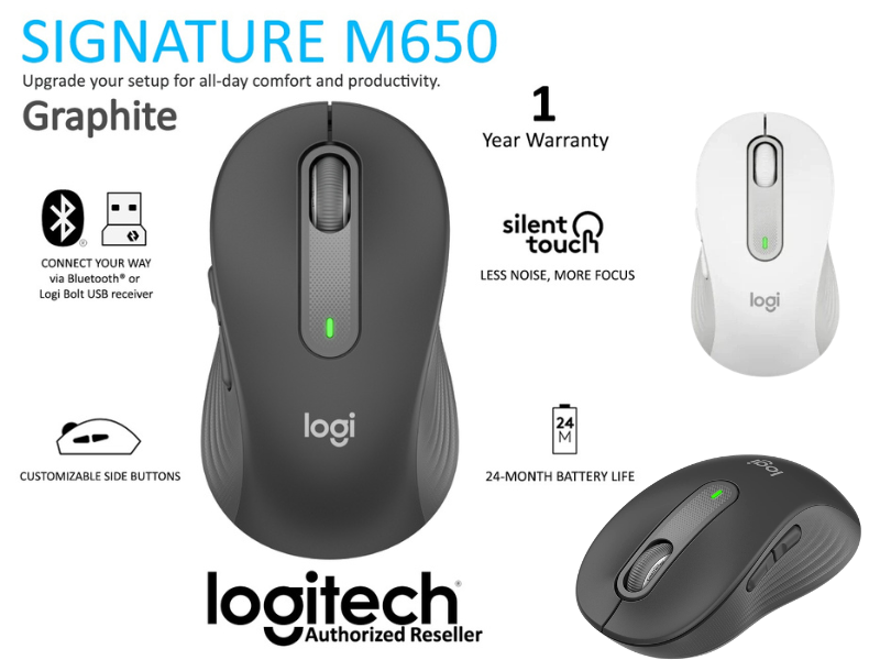 Logitech Wireless Mouse SmartWheel 2.4GHz + Bluetooth 5.1