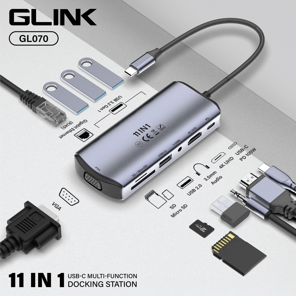 GLINK USB TYPE-C 11-IN-1 MULTI-FUNCTION DOCKING STATION