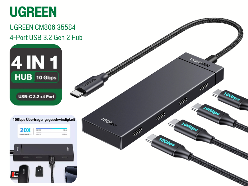 UGREEN CM806 รุ่น35584 USB TYPE-C 4-Port USB 3.2 Gen 2 Hub