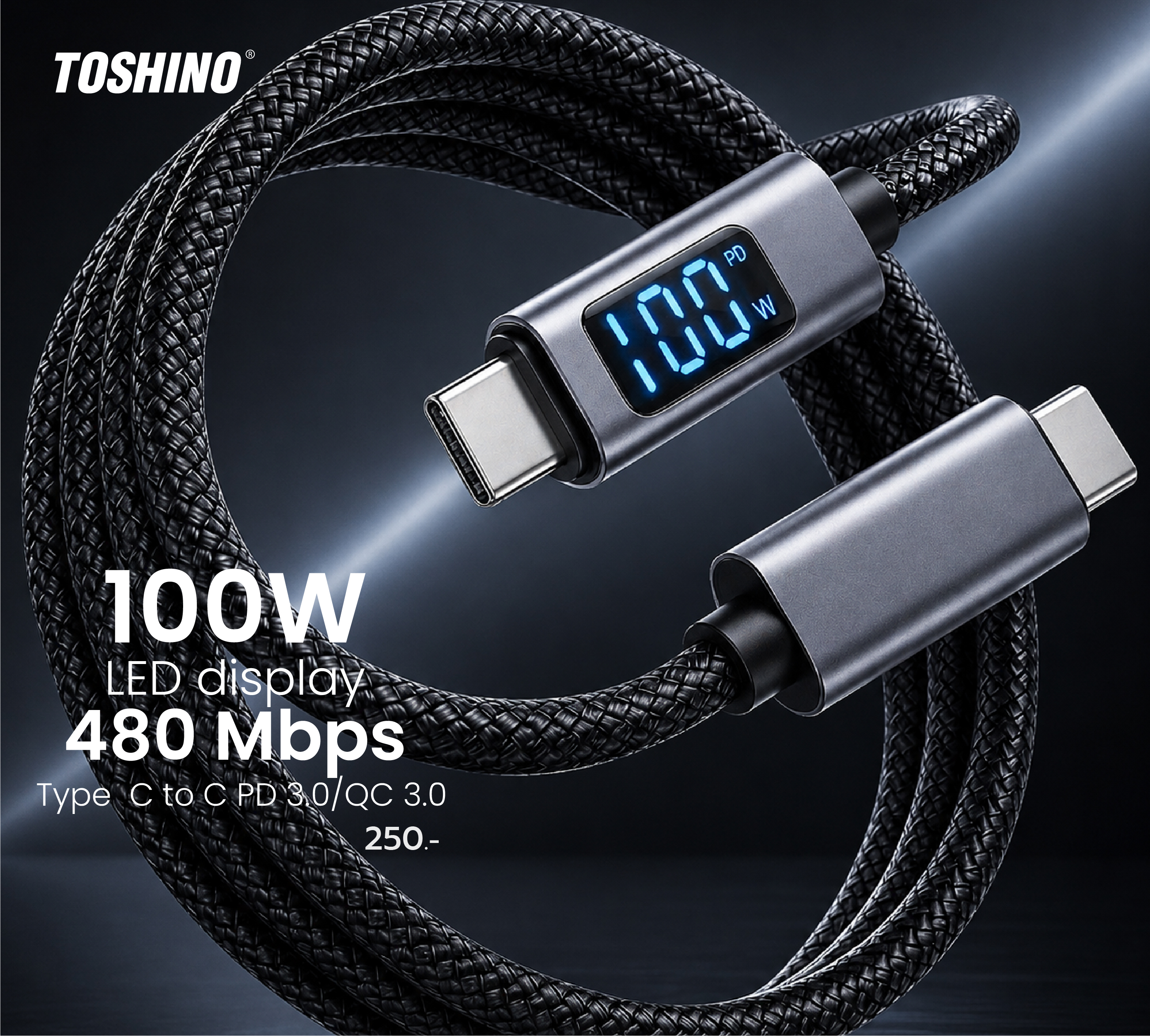 TOSHINO USB-C TO USB-C CABLE สายชาร์จ สายโอนถ่ายข้อมูล