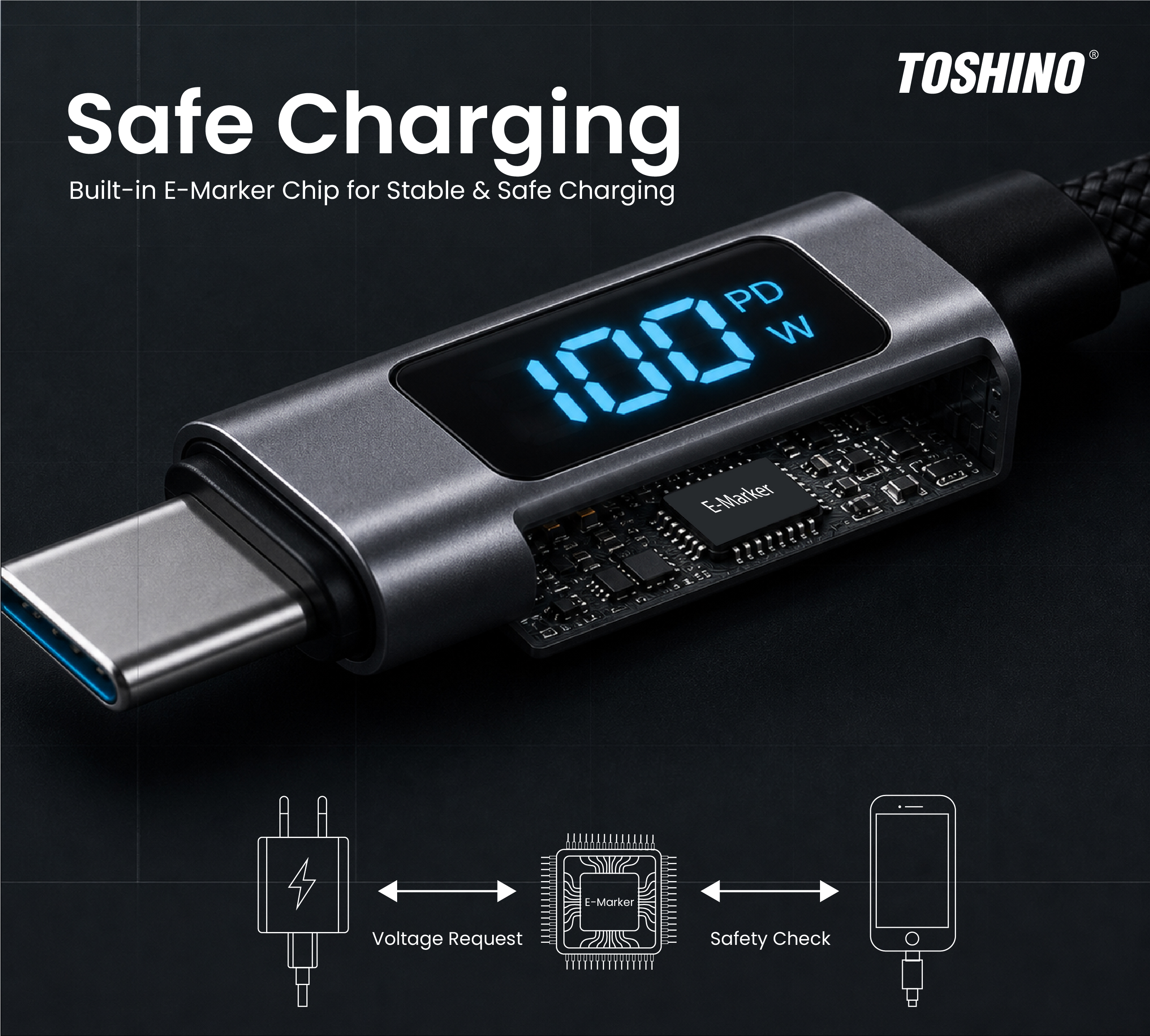 TOSHINO USB-C TO USB-C CABLE สายชาร์จ สายโอนถ่ายข้อมูล