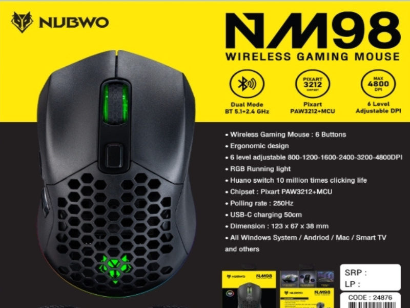 NUBWO NM98 WIRELESS & BLUETOOTH GAMING MOUSE