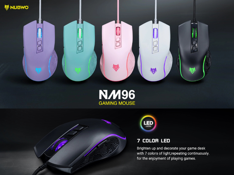 NUBWO Gaming Mouse ปรับ DPI ได้สูงสุด 3600 มี 7 ปุ่มปรับสีไฟได้