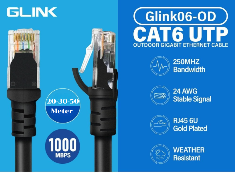 GLINK LAN CAT6 OUTDOOR GIGABIT ETHERNET CABLE 20M