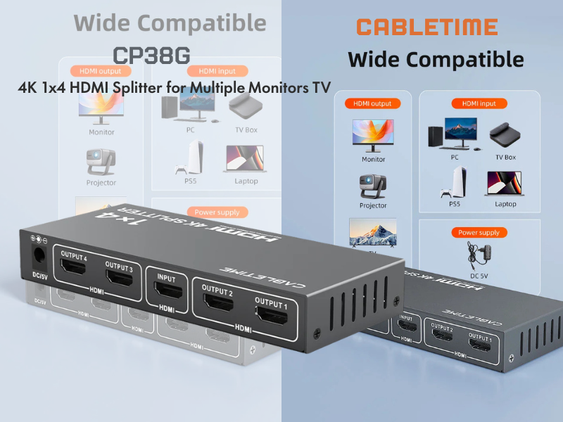 CABLETIME HDMI Splitter 1x4 Port 4K@30Hz  รุ่น CP38G