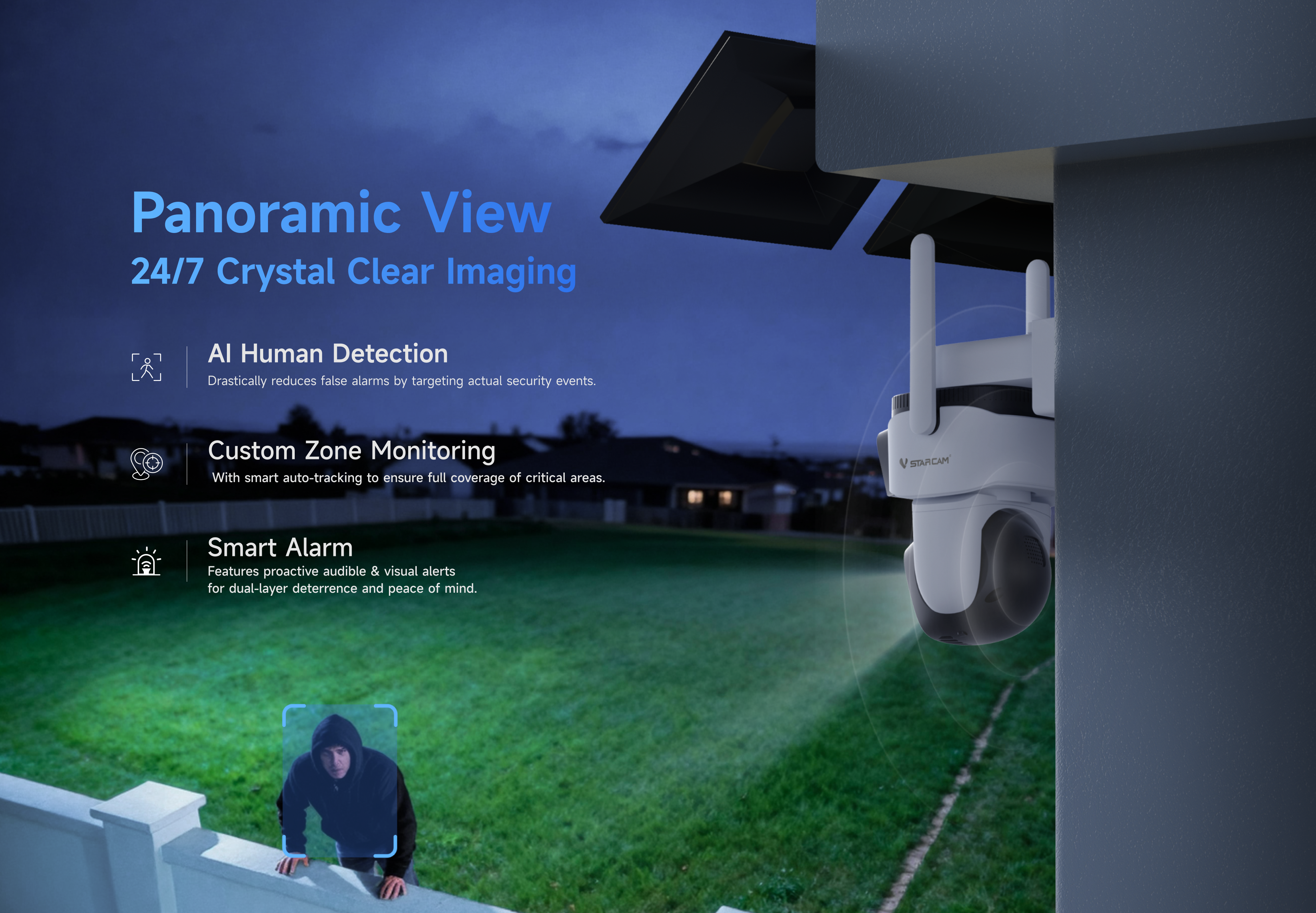 กล้องวงจรปิด VStarcam รุ่น AG621DR กล้องรักษาความปลอดภัยแบบ Dual Lens
