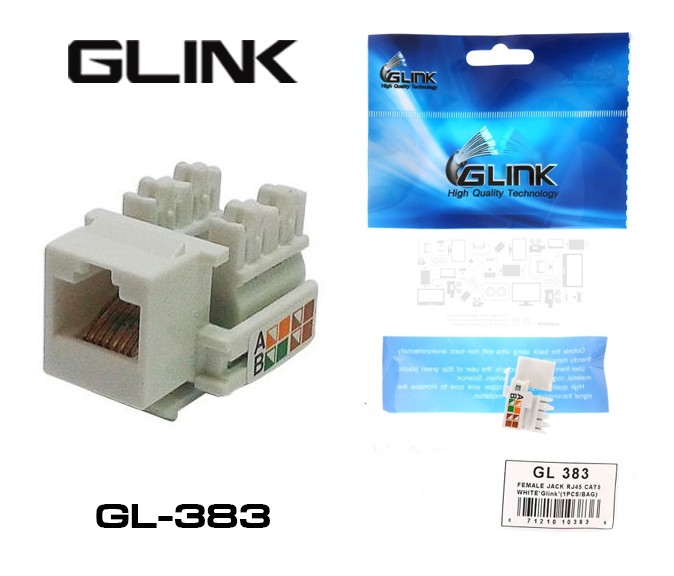 GLINK รุ่นGL-383 หัวแลนตัวเมีย RJ45 CAT5E รองรับ CAT6 และ CAT5E
