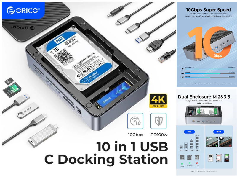 ORICO Docking Station Dual M.2 NVMe SSD Case 3.5 รุ่น D35M2
