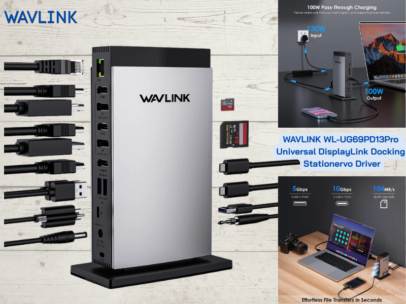 WAVLINK WL-UG69PD13Pro Universal DisplayLink Docking Station