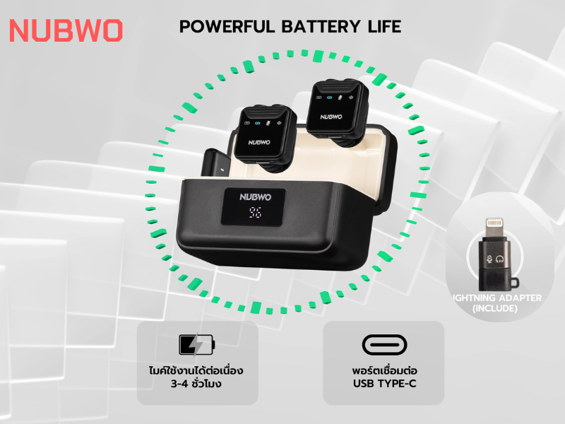 NUBWO Dual Wireless Microphone ไมไร้สายสำหรับคอนเทนต์ครีเอเตอร์