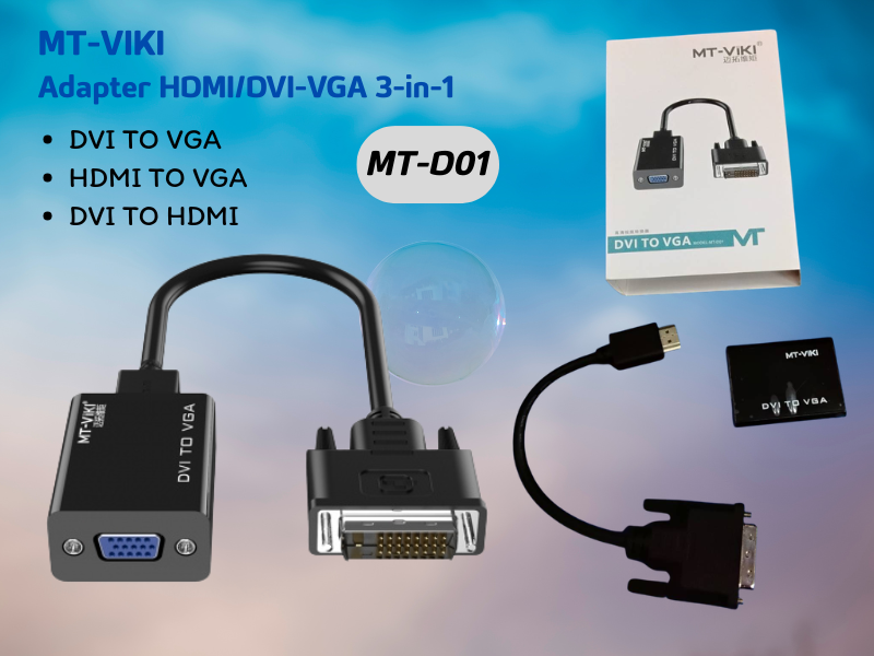 MT-VIKI ADAPTER HDMI/VGA/DVI 4-IN-1 1080P 1ตัวแปลงได้ 4แบบ