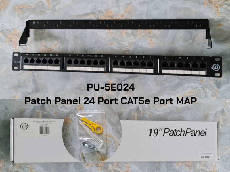 แผงกระจายสายแลน UTP MAP Patch Panel 24 พอร์ต รุ่น PU-5E024