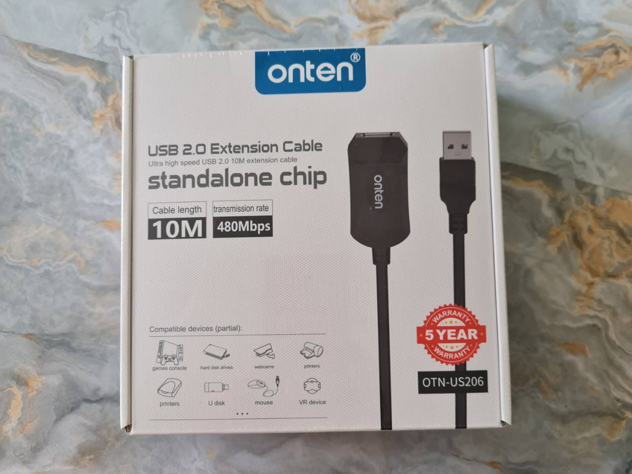 ONTEN USB2.0 Extension Cable Ultra high speed 480Mbps 5.0M มีชิปขยายในตัว