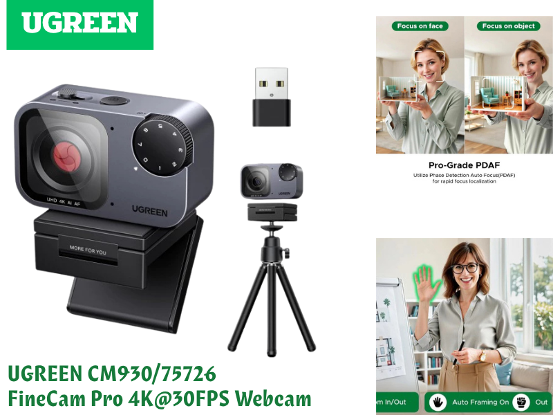 UGREEN CM930 FineCam Pro 4K@30FPS Webcam จัดเฟรมอัตโนมัติด้วย AI